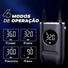 Bomba de Ar Digital Mini Calibrador Compressor de Pneus Carro Moto Bike Com Lanterna Led Portátil - Preto - Visão 5