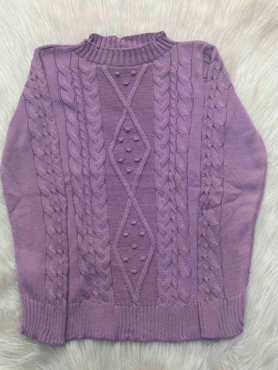 TRICOZHU  Blusa Feminina   INVERNO TRICO TRANCADA   Blusinha Manga longo MODA  2024 - Malva - Visão 1