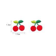 10pcs Red Cherry Cloth Patch Stickers With Adhesive Backing