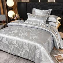 1 pezzo Copripiumino in raso jacquard, stile regale di lusso per tutte le stagioni, dimensioni singole o doppie adatte per l'uso domestico