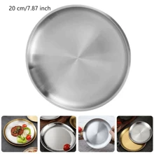 Juego de vajilla para exteriores, 4 piezas de tazones y platos de acero inoxidable, platos para barbacoa y buffet - Plateado - Ver 9