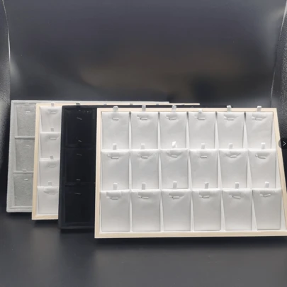 1 pieza Bandeja de exhibición de joyas para anillos, pendientes y collar, caja organizadora de almacenamiento para accesorios, colgante, pulsera, 35x24x3cm