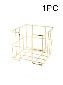 1/2pcs Modern Sticky Note Holder, Note Box + Business Card Holder Set, Metal Wire Desktop Sticky Note Holder, Rose Gold Note Holder, Cute Note Cube Stand, Dispenser, Office Desktop Organizer, Mesh Note Holder, Ballpoint Pen, Desktop Sticky Note Holder, For Home Office, School Desk Back To School