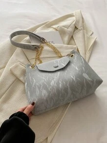 时尚休闲简约链条腋下包兼具翻盖水桶单肩包的功能，适合购物、携带钱包，尤其适合年轻女性、大学生、年轻职业人士和上班族。它们非常适合办公室、大学、工作、商务、通勤、户外、旅行和徒步等场合。 - 灰色 - 查看 8