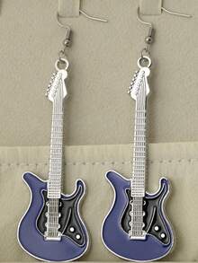 1 par de elegantes aretes colgantes de guitarra musical para mujer - pendientes de guitarra - Ver 12