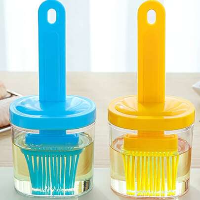 1pc/2pcs Random Color Oil Brush With Storage Box,High Temperature Resistant Silicone Bottle Brush,Portable Barbecue Oil Brush For Camping Barbecue, Salad, Roasting, Cooking, Frying, Baking, PartyHome Kitchen Appliances Accessories Gadgets Tools Christmas Kitchen Stuff Cooking Christmas