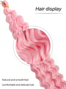22 Inch Pink Soft Ocean Wave Crochet Hair Deep Wave Twist Crochet Hair Extensions Curly Braiding Hair 1 Pack Long Wavy Water Wave Braids For Women Synthetic Crochet Braid Hair - Pink - View 2