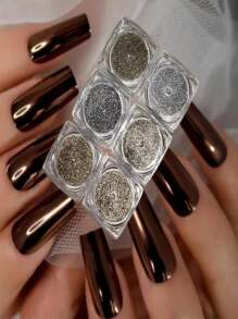 Kit With 6 Mirrored Chrome Powder Pots For Shiny Nails FJ7704/V60/FJ7706/V59/V62/V56 - Gold - View 4