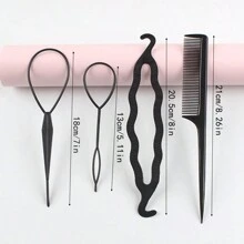 Conjunto de 4 Piezas Palitos para el Cabello y Clip para Hacer Trenzas y Moños, Herramienta para el Pelo y Accesorios para mujeres, damas y niñas - Multicolor - Ver 2