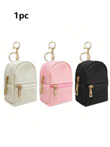 1pc Mini Backpack Keychain,Cute Cosmetic Bag Key Chains For Women, Small PU Makeup Bag Key Key Chain Accessories, Men Key Ring, Organizer Zipper Pouch - Multicolor - View 1