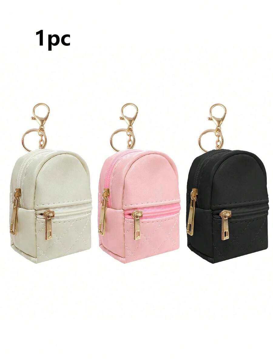 1pc Mini Backpack Keychain,Cute Cosmetic Bag Key Chains For Women, Small PU Makeup Bag Key Key Chain Accessories, Men Key Ring, Organizer Zipper Pouch - Multicolor - View 1