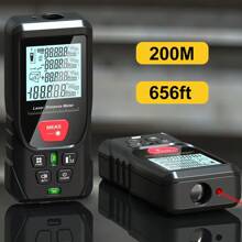 50m/100m/150m/200m digital laseravståndsmätare, måttband med dubbel bubbelpassare, bakgrundsbelyst, högprecisions handhållen laseravståndsmätare med förvaringsväska - Svart - Visa 14
