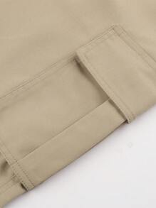 1pc Tween Boys Casual Minimalist Cargo Pants, Relaxed Fit Ankle Pants For Commuting, Back To School - Khaki - View 5