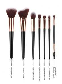 Bộ cọ trang điểm 7 món, Bộ cọ, Bộ cọ trang điểm, Bộ cọ trang điểm, Bộ trang điểm hoàn chỉnh, Bộ cọ trang điểm, Bộ trang điểm hoàn chỉnh, Bộ cọ, Bộ cọ trang điểm, Bộ quà tặng trang điểm - màu đen - Xem 5