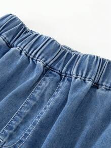 mini bala Boys Pants 2024 Summer New Denim Shorts - Baby Blue - View 6