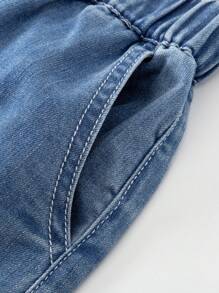 mini bala Boys Pants 2024 Summer New Denim Shorts - Baby Blue - View 7