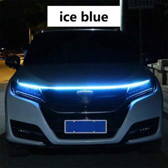 Lámpara decorativa de capó de coche de escaneo LED, luz diurna universal para coche, banda de faro dinámica de ajuste automático 12V DRL