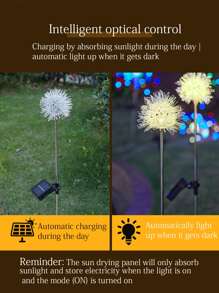 新款太阳能铝线球蒲公英烟花灯户外防水花园氛围装饰地插草坪灯家用庭院灯户外太阳能灯