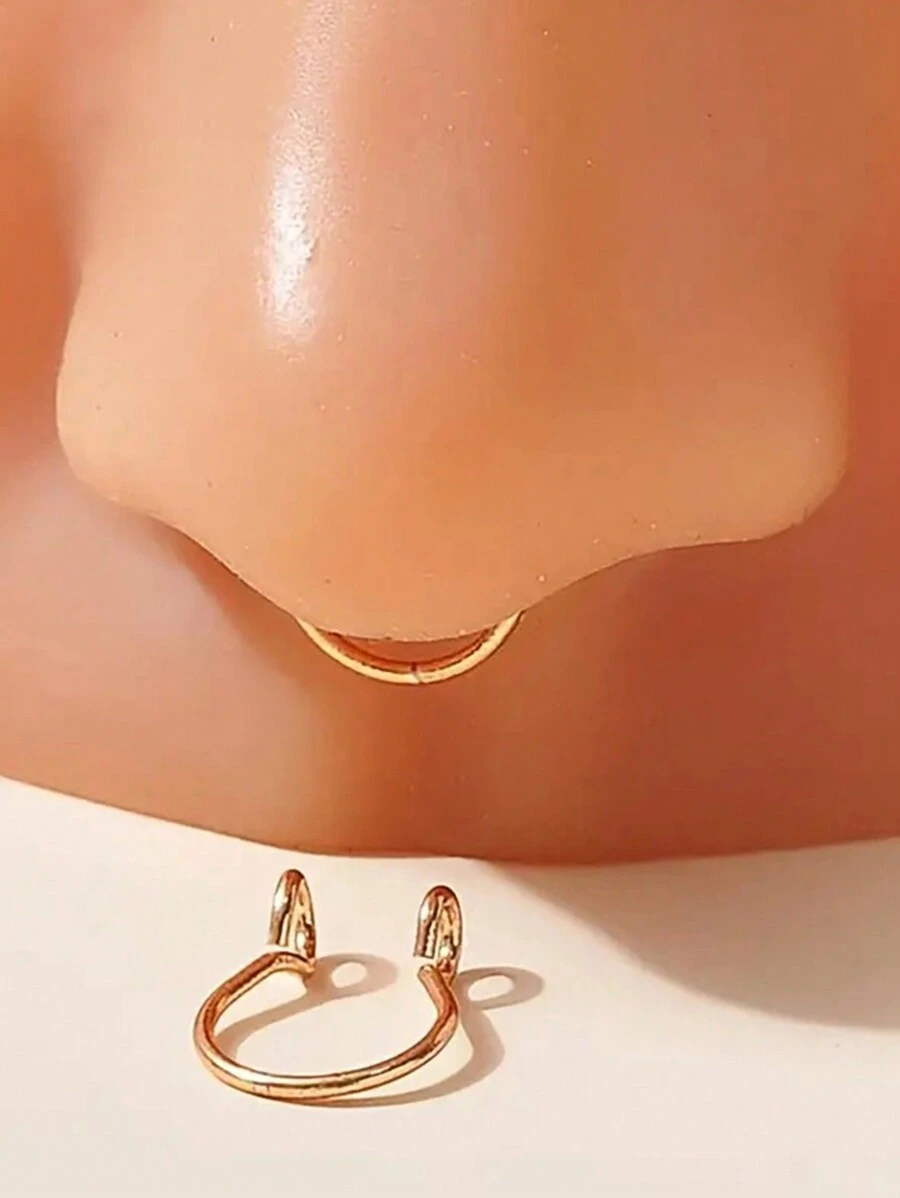 Fake Nose Ring For Women Men Clip On Nose Ring Fake Piercing Stainless Steel Geometric Nose Rings Jewelry Gifts For Women Men Teen Boys Girls - Fake Nose Ring - View 1