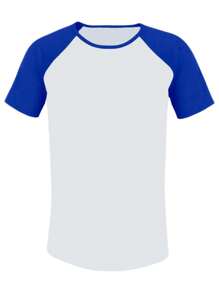 Playera Ranglan Manga Corta Cuello Redondo Beisbolera Sublim - azul real - Ver 2