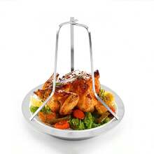 1pc, Family Dinner Stainless Steel Grilled Chicken Rack - White - View 12