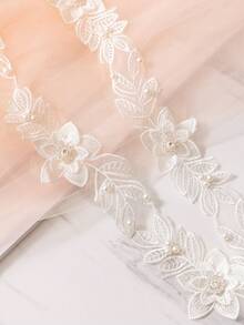 1pc-1yard Hoa & Ren DIY May Ruy băng Satin, Cho Quần áo, Túi xách, Quà tặng và Buộc bó hoa - trắng - Xem 3