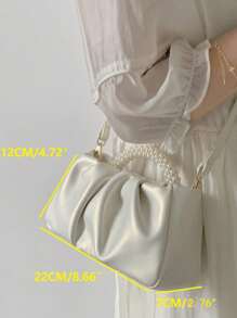 Bolso pequeño con pliegues, decorado con perlas falsas y asa superior, bolso cruzado bordado vintage, clutch retro para cena formal, bolso de hombro para fiesta de boda y baile de graduación, bolso de negocios casual y elegante para mujeres, perfecto para la oficina, negocios y trabajo
