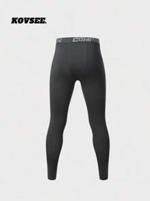KOVSEE 女士印花瑜伽透气紧身裤，高弹力跑步健身打底裤 - 黑色 - 查看 7