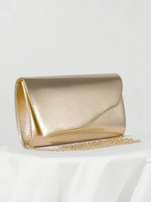 Sac embrayage de dîner simple et élégant de style européen et américain, fabriqué en PU de haute qualité, conçu avec élégance pour les femmes nobles. Sac à bandoulière à simple chaîne et sac bandoulière. Élément essentiel pour le mariage, s'assortit parfaitement avec la robe de graduation et de bal