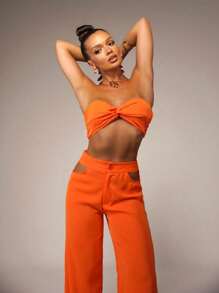 Women Two-Piece Outfits - 橘色 - 查看 3