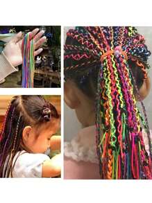 32 piezas Set de bandas de cuerda de cabello trenzado con gradiente de colores surtidos para trenzas de cola de caballo, accesorios para peinar el cabello con trenzas DIY para niñas - Multicolor - Ver 7
