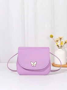 Mini Butterfly Decorated Metal Crossbody Bag With Shoulder Strap - Purple - View 3