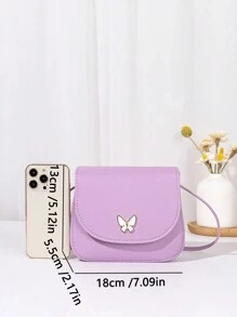 Mini Butterfly Decorated Metal Crossbody Bag With Shoulder Strap - Purple - View 2