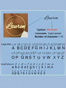 70mm Round Hoop Earrings With Customized Name Stainless Steel Gold Color Calligraphy Letter Handmade Exaggerated Personalized Jewelry - Gold - View 4