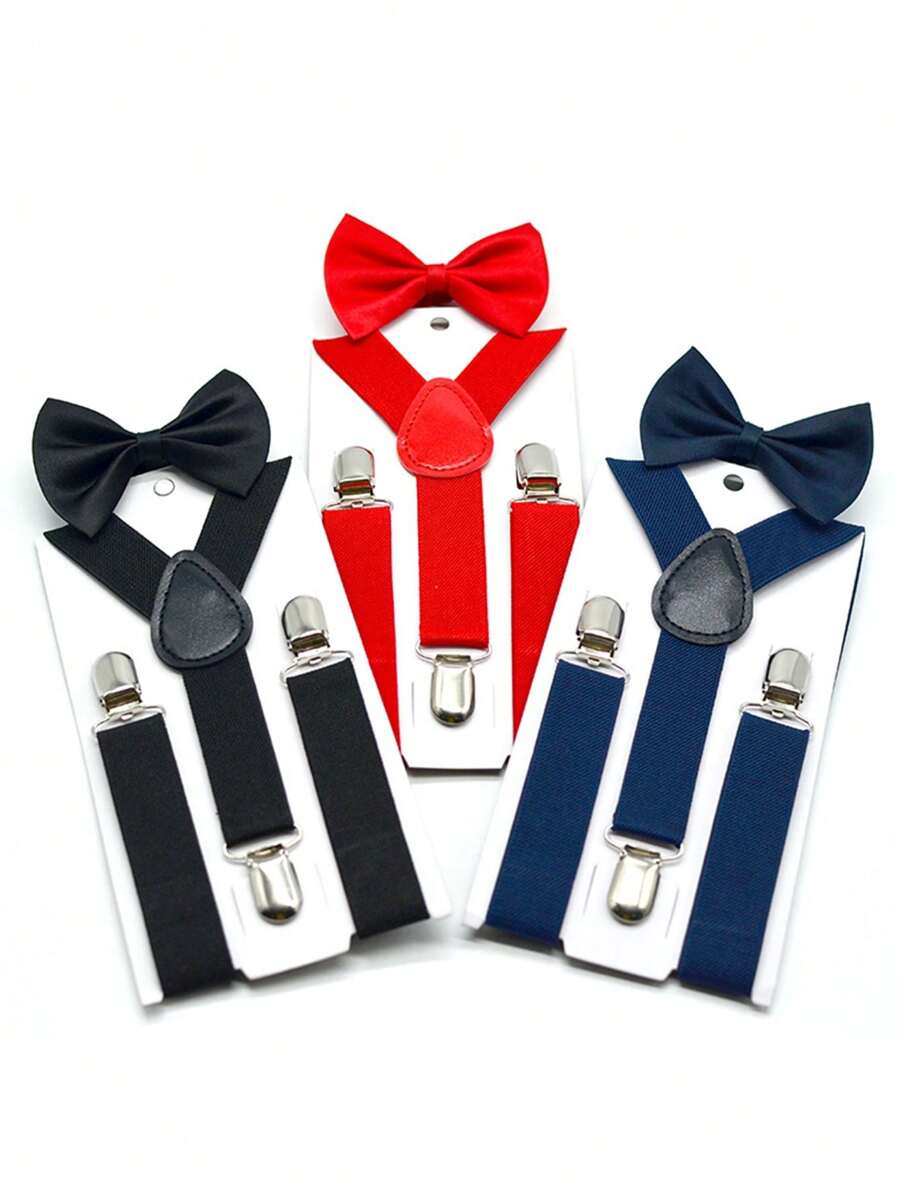 1pc Children's Strap Bow Tie Suit Bow Accessories Teen Strap Clip Adjustable Pants Clip For Boys And Girls, Ideal Choice For Gifts