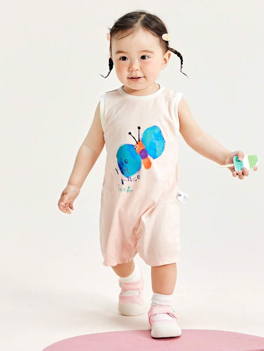 mini bala Summer Unisex Baby Girl Cloud Soft Antibacterial One-Piece Clothes Baby Breathable Crawling Clothes - Pink - View 1