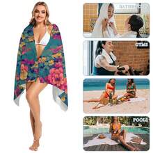 1pc Pink Floral/Blue Rose/Light Blue Waves/Dark Blue Waves Beach Towel, Bath Towel, Simple And Fashionable Design, 80cm*160cm, Thickened Version, Made Of Ultra-Fine Fiber Material, Rectangle Shape, Soft And Comfortable, Strong Water Absorption, Quick-Drying And Soft, Easy To Carry, Suitable For Sports, Yoga, Beach, Home, Gym - Multicolor - View 6