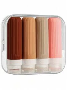 4入組盥洗用旅行瓶，防漏旅行瓶，矽膠可擠壓容器，附盥洗用袋，防漏可裝液體隨身旅行配件，適用於化妝品洗髮水或乳液，客廳，款式顏色和部分配件隨機發送 - 彩色 - 查看 16