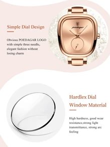 POEDAGAR 1pc Business Women's Stainless Steel Quartz Watch, Unique Fashion Oval Rose Gold Dial, 30M Waterproof, Christmas/New Year's Gift For Women - 玫瑰金 - 查看 4
