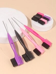3pcs Hair Styling Comb And Brush, Includes 1 Eyebrow And Hair Brush And 2 Replacement Brush Heads, Hair Styling Comb Set Tease Mouse Tail Brush, Double Sided Control Hair Brush, Edge Control Brush, Burr Brush For Edge And Back Brush, Comb, Women Smooth Hair