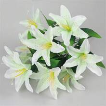 1 Bundle, Simulation Lily Flowers, Suitable For Living Room Dining Room Decoration, Wedding Arch Decor Flower Bouquet - 1pc - View 16
