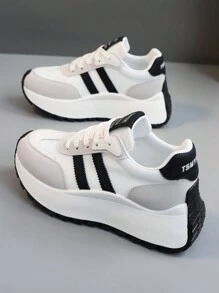 [Thick Soled & Tall Series] Spring Break 2025 New Women's Casual Shoes, White Thick Soled Shoes, Comfortable Sports Shoes, 6cm Height Increase, Party Shoes, Suitable For Petite Women's Sports Style