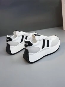 [Thick Soled & Tall Series] Spring Break 2025 New Women's Casual Shoes, White Thick Soled Shoes, Comfortable Sports Shoes, 6cm Height Increase, Party Shoes, Suitable For Petite Women's Sports Style