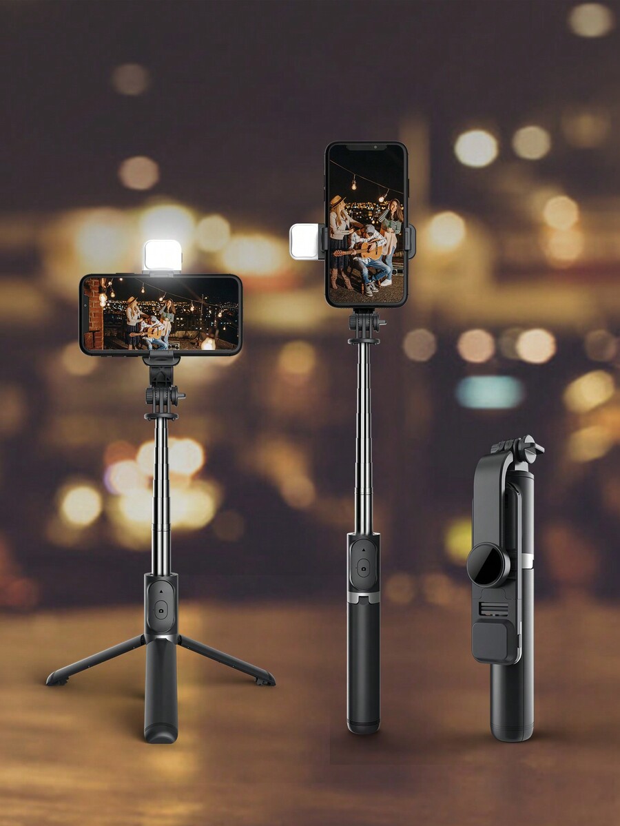 New BOEICAQ02S 104.5cm Selfie Stick With BuiltIn Fill Light, Support