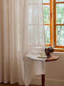 1pc European Style Simple Colorful Woven Thick Linen Sheer Curtain