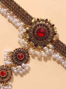 1pc Vintage And Style Tassel Ring Bracelet Metal Handmade Round Disc With Rhinestones - Finger Bracelet - View 7