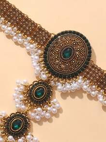 1pc Vintage And Style Tassel Ring Bracelet Metal Handmade Round Disc With Rhinestones - Finger Bracelet - View 8