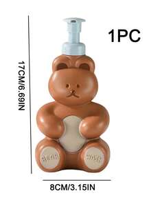 1pc Cartoon Bear Empty Pump Bottle For Foam Cleanser Or Hand Sanitizer, 250ml Capacity For Bath Gel - Multicolor - View 2
