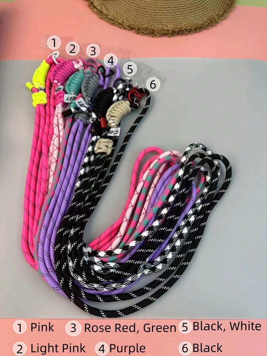 1套創意編織調節多功能手機掛繩帶夾，可斜跨佩戴 - 彩色 - 查看 1