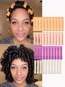 40pcs DIY Perm Rods Set, 4 Sizes Cold Wave Rods Hair Rollers No Heat Hair Curling Rods For Long Medium Small Hair Curler Styling DIY Hairdressing Tools For Women Girls - Multicolor - View 1